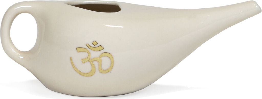 Keramik Nasenspülkännchen 250 ml, creme mit OM Symbol Produktbild 