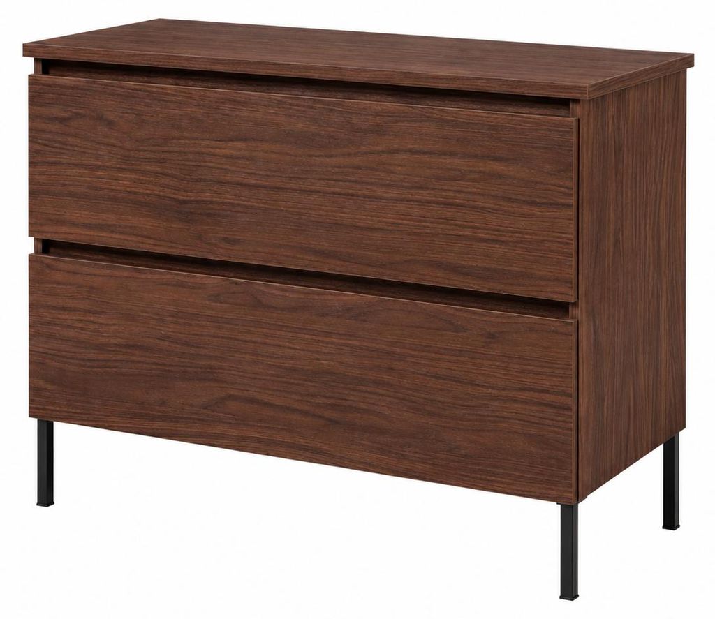 Badezimmerschrank stehend 80, glatte Front, Nussbaum-Eiche Produktbild  KI-generiertes Bild