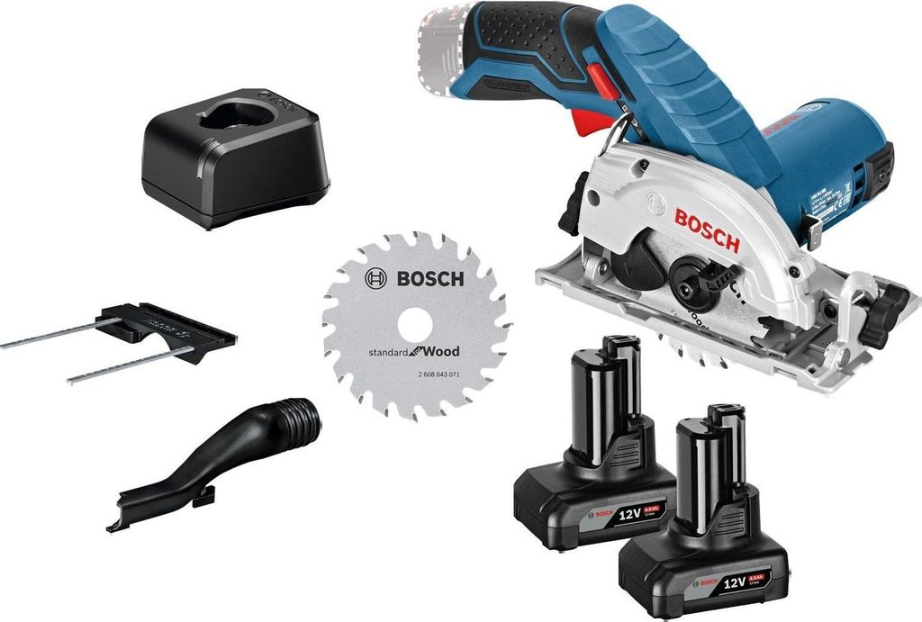 Bosch Akku-Kreissäge GKS 12V-26 12 V Ø 85 mm / 2x 4,0 Ah Akku + Ladegerät inkl. Zubehör