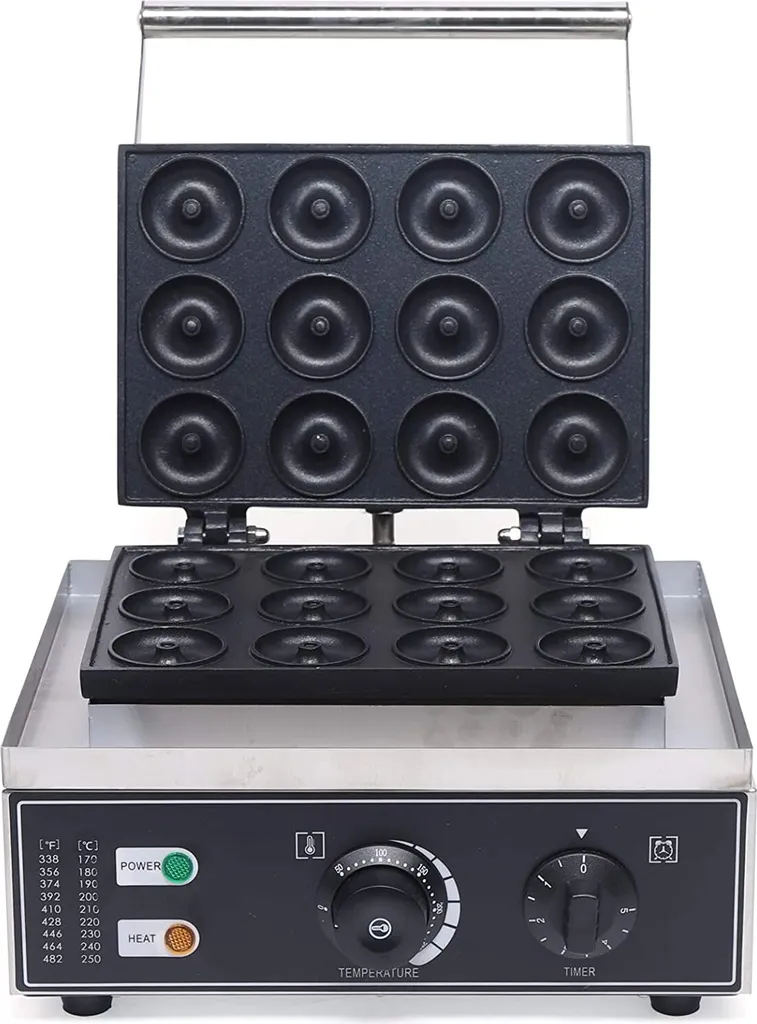 Gaufrier à donuts antiadhésif 12 pièces avec minuterie et thermostat Pro