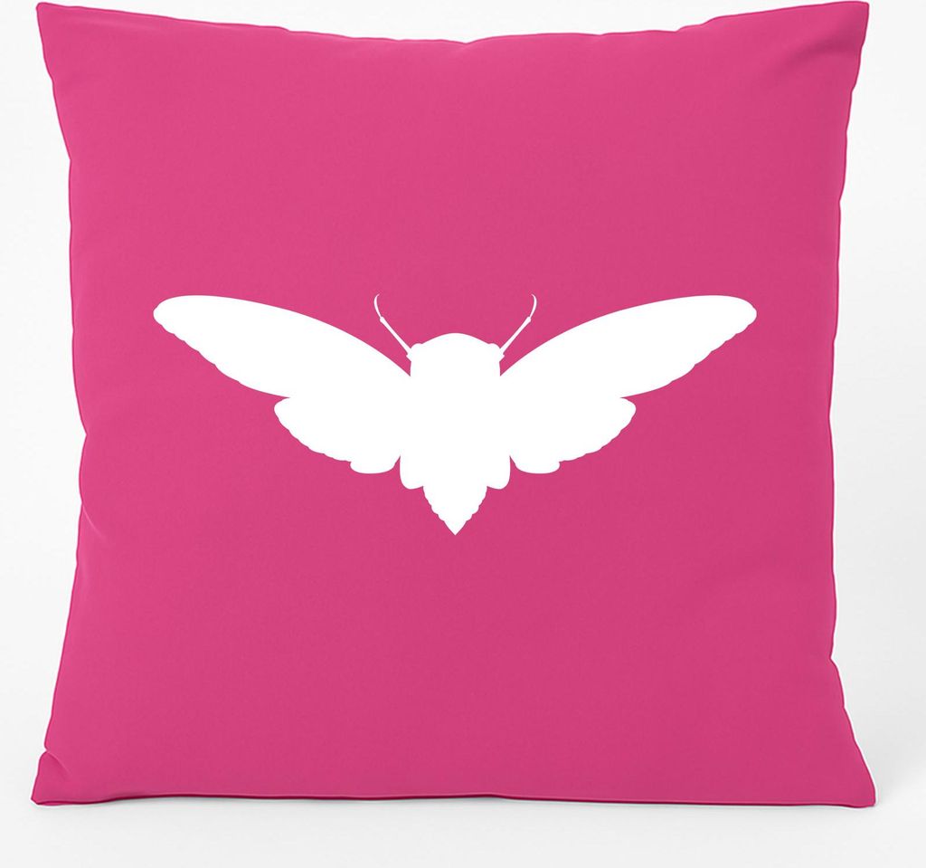 Huuraa Kissen Motte Silhouette 40x40cm mit Füllung Fuchsia Baumwolle Dekokissen Geschenkidee