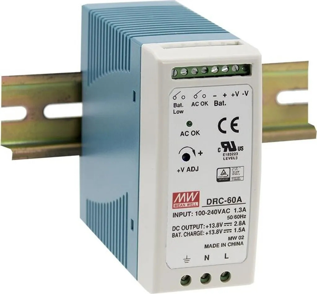 Alimentatore UPS DIN MeanWell DRC-60A 13.8V - Ideale per Progetti Fai-da-Te