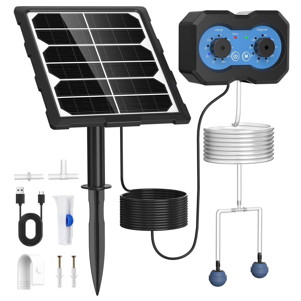 Forever Speed 3W Solar Teichbelüfter, Aufladbar Solar Sauerstoffpumpe mit Solarmodul und Pumpe für Teich Aquarium Fischzucht 146 einstellbare Modi