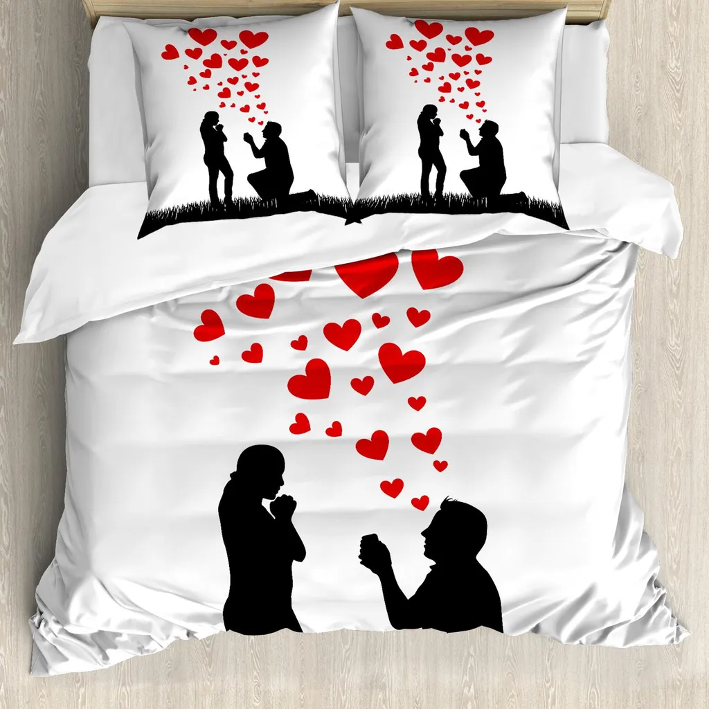 Parure de lit romantique 155x220 cm ensemble housse de couette mariage