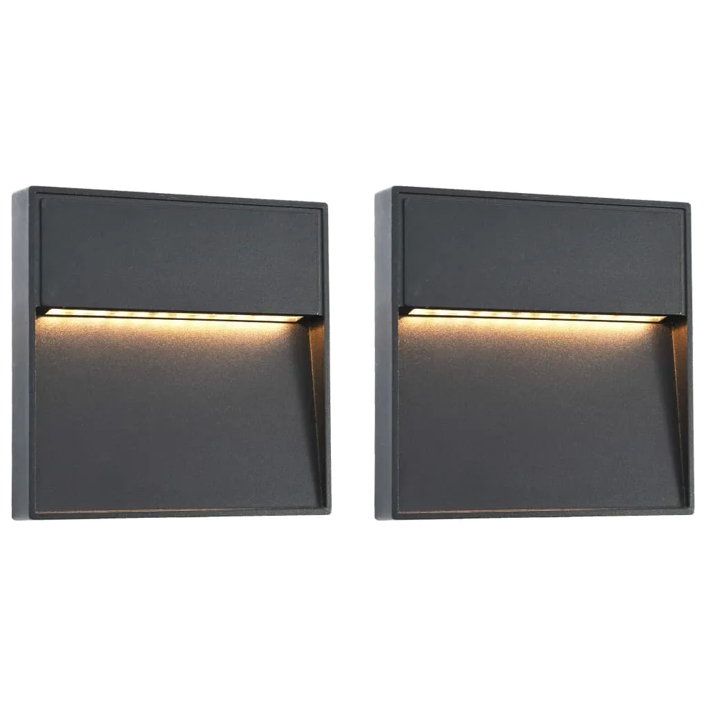 Lampes murales d'extérieur 2 pcs LED 3W Noir Carré - Applique Moderne