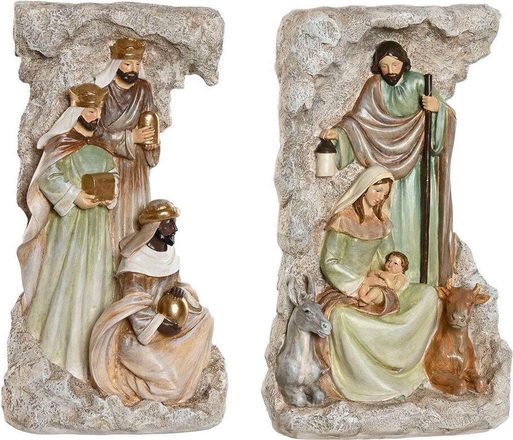 Weihnachtskrippe Home ESPRIT Bunt Harz 19,5 x 11 x 31,5 cm (2 Stück)