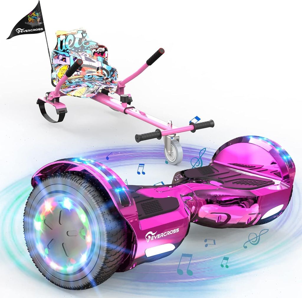 EVERCROSS Hoverboards mit Sitz 6,5" Selbstausgleichender Elektroroller mit Bluetooth LED Hover Board mit Hoverkart
