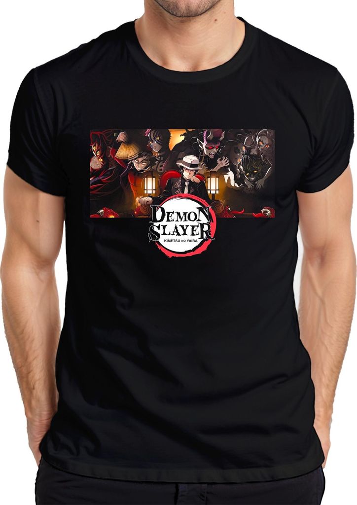 Demon Slayer Kimetsu no Yaiba Anime Muzan Dämon Cosplay Geschenk Herren T-Shirt, Schwarz, XXL