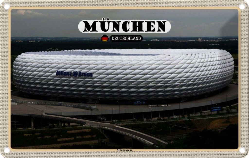 vianmo Blechschild 20x30 cm München Blick auf Allianzarena Bildmotiv Reisemotiv Abenteuer Reisen Urlaub