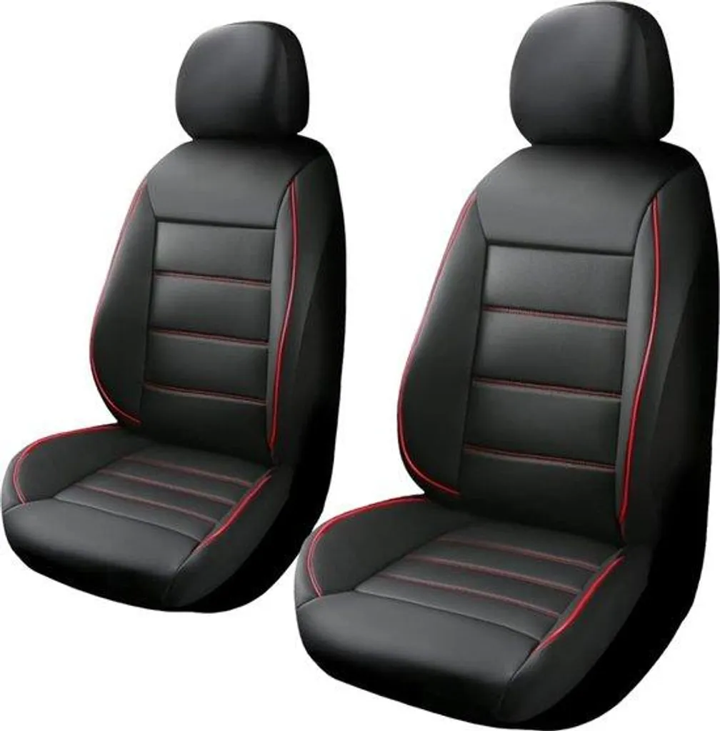 Housses de siège cuir Nappa premium à ligne rouge style sport universel
