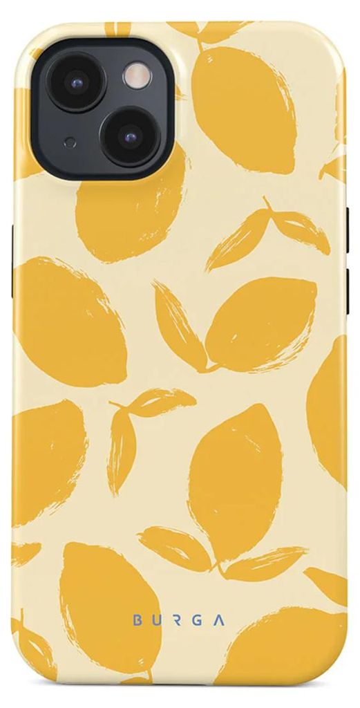 A phone case with a lemon pattern.