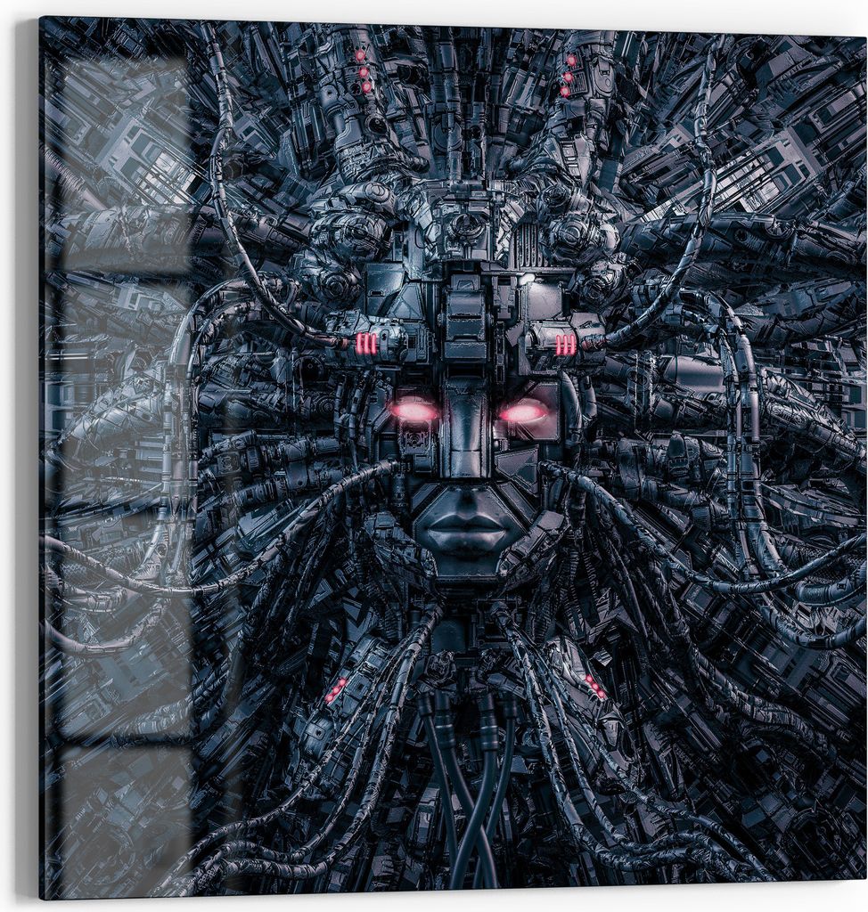 DEQORI Magnettafel Glas 30x30 cm 'Techno-Synthese' beschreibbar Whiteboard Pinnwand Küche