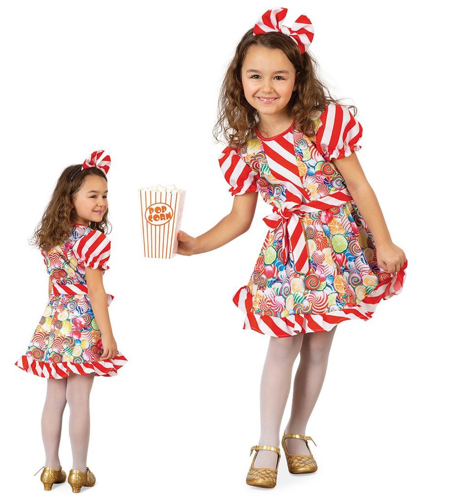 Kostüm Outfit Süßes Bonbon - Kleid Candy mit Haarreif und Gürtel (116)