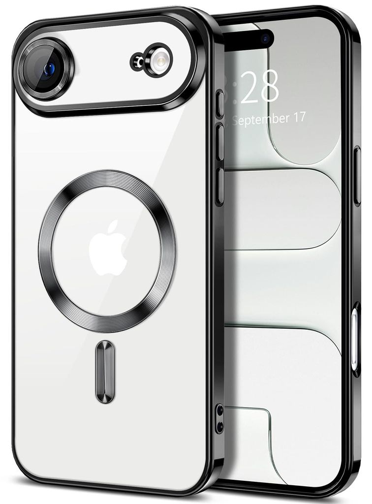 Weiche Klar Hülle für iPhone Air, Kameraschutz, Kompatibel mit MagSafe, Elektroplattiert TPU Handyhülle Schwarz