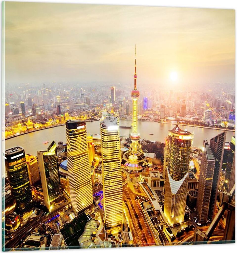 Bilder auf glas - Architektur asien gebäude - 70x70cm - Glasbilder - Wandbilder - Kunstdruck - zum Aufhängen bereit - Wanddekoration aus Glas - G...