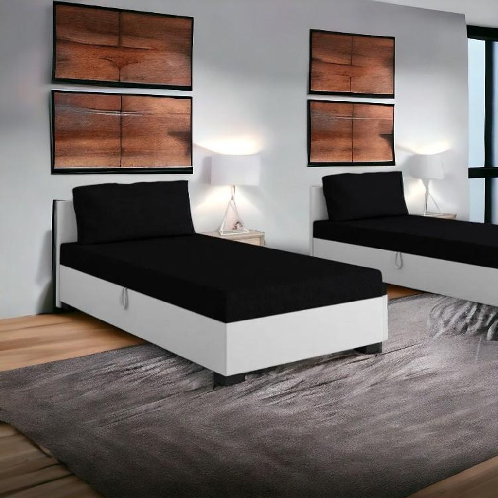 Gepolstertes Einzelbett 90x195 SARAH 1 - schwarz/weiß