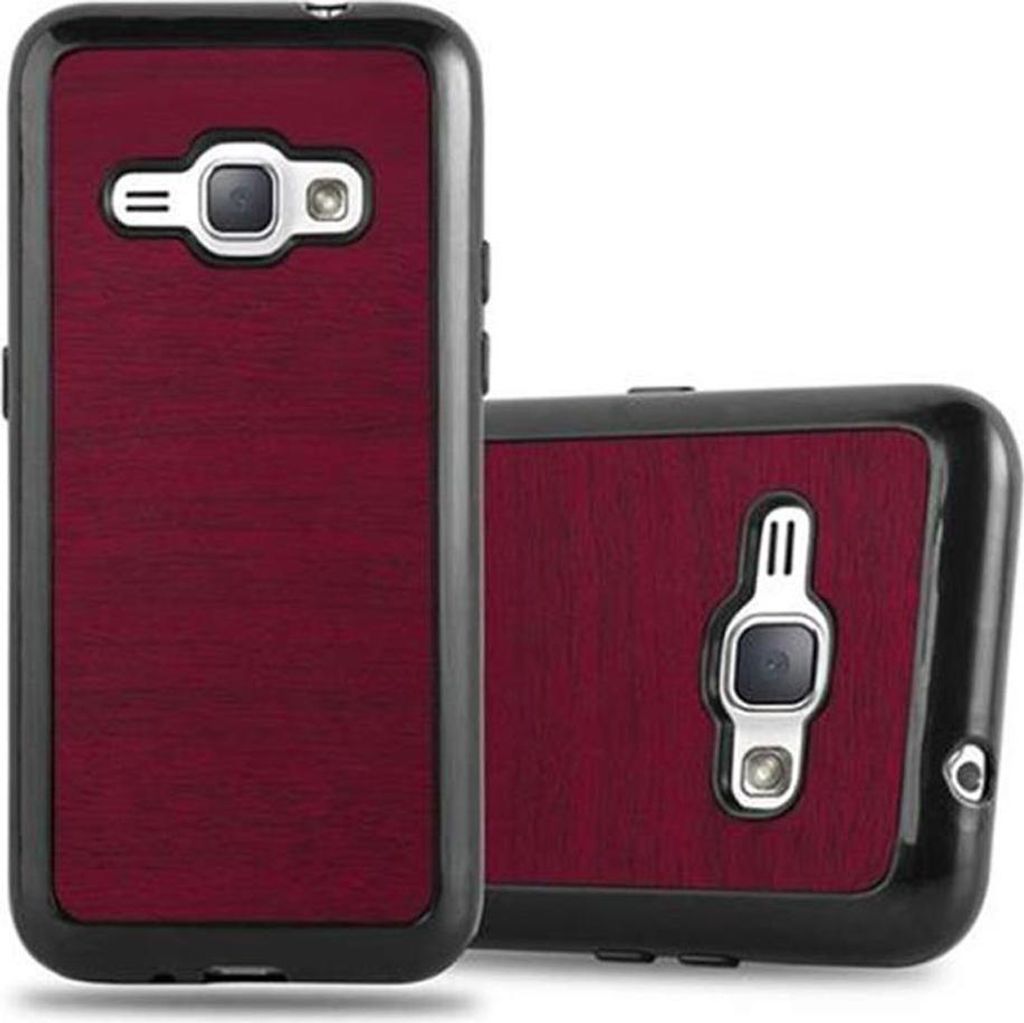 Cadorabo Handyhülle für Samsung Galaxy J1 2016 in Rot Schutzhülle Hülle Etui Case Cover TPU Silikon