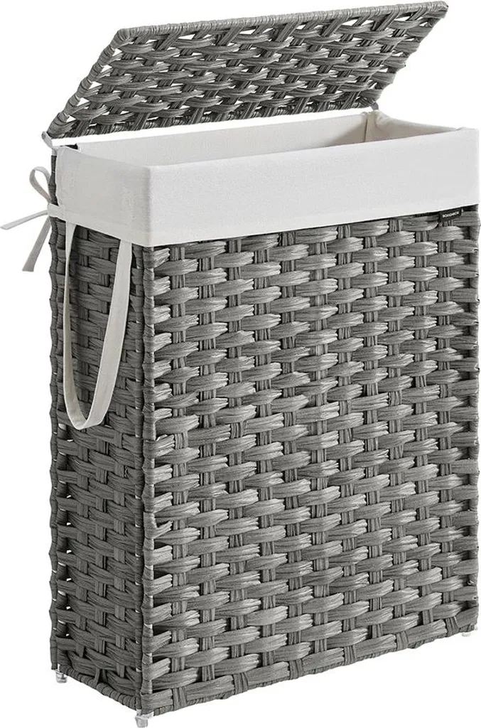Panier à linge anti-odeur en rotin synthétique avec couvercle discret