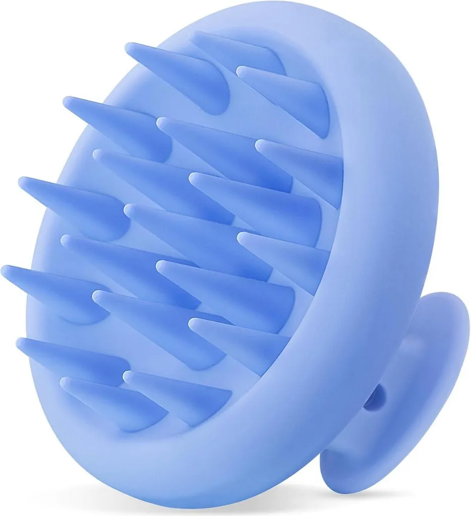 Brosse Massage Cuir Chevelu Silicone Souple Bleu - Design Ergonomique