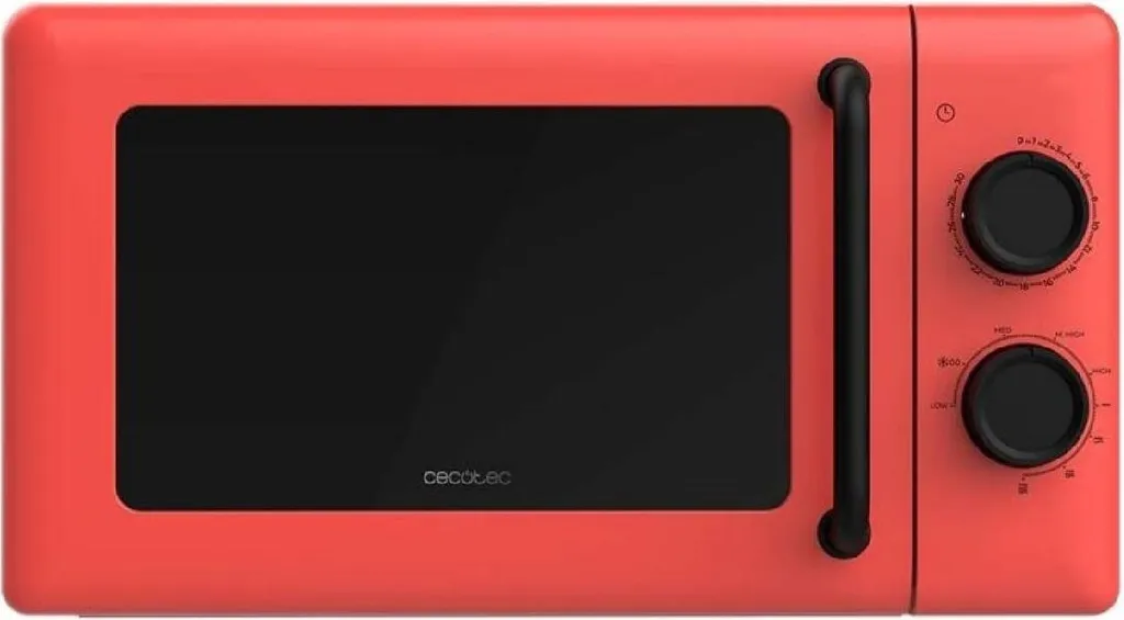 Cecotec Microonde meccanico con grill da 20L Proclean 3110 Rosso. 700W su 6 livelli e grill da 800W, modalità scongelamento, segnale di fine cottura, luce interna, timer da 30 minuti, design rosso