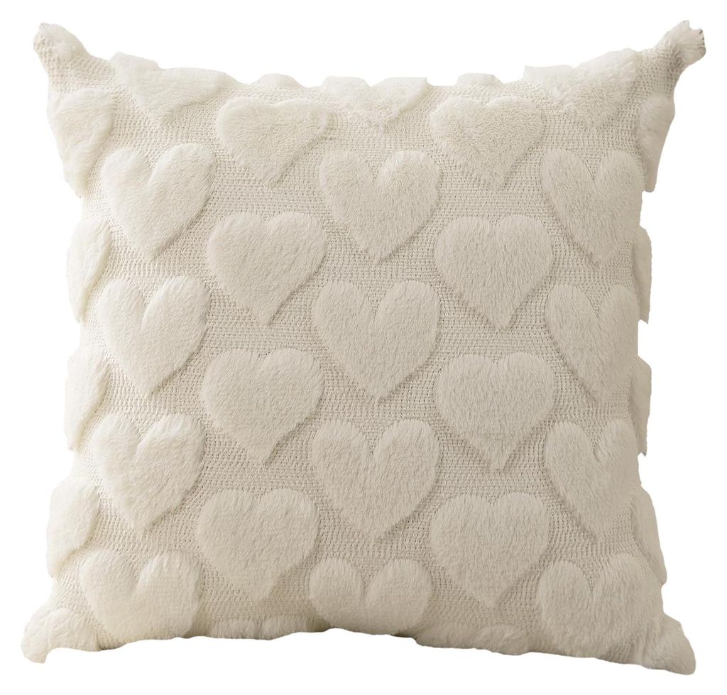 Plüsch-Kissenbezug mit Herzmotiv, Valentinstag-Dekokissenbezug mit Herzmuster, dekorativer Kissenbezug für Wohnzimmer, Sofa, Schlafzimmer