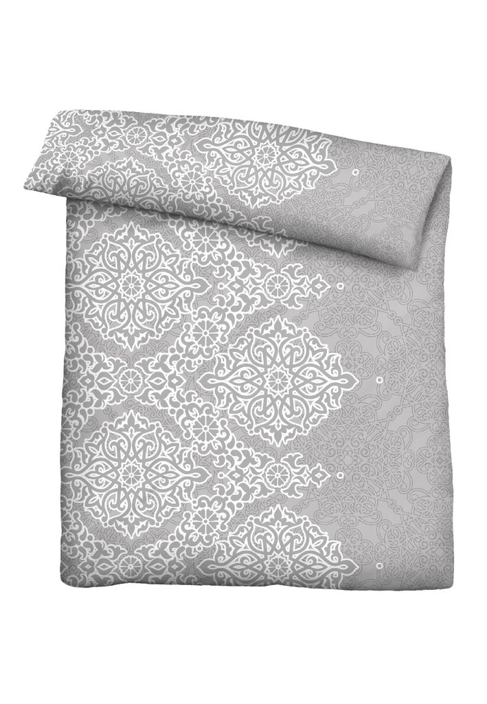 Traumhaft schlafen - Castell - Markenbettwäsche Poly-Baumwolle Seersucker Bettwäsche 0290334 ORNAMENT color: sturmgrau, size: 1x 135x200 cm + 1x ...