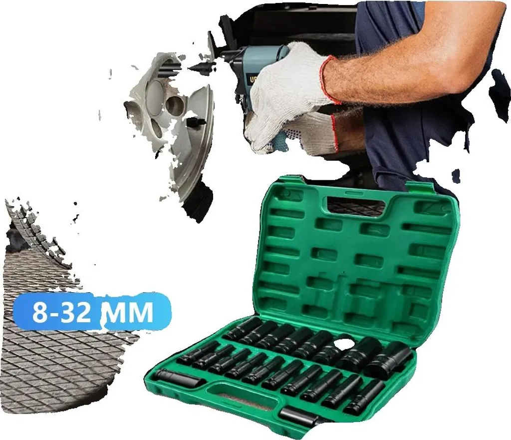 Coffret de douilles à choc professionnelles 6 pans, pack de 20 outils