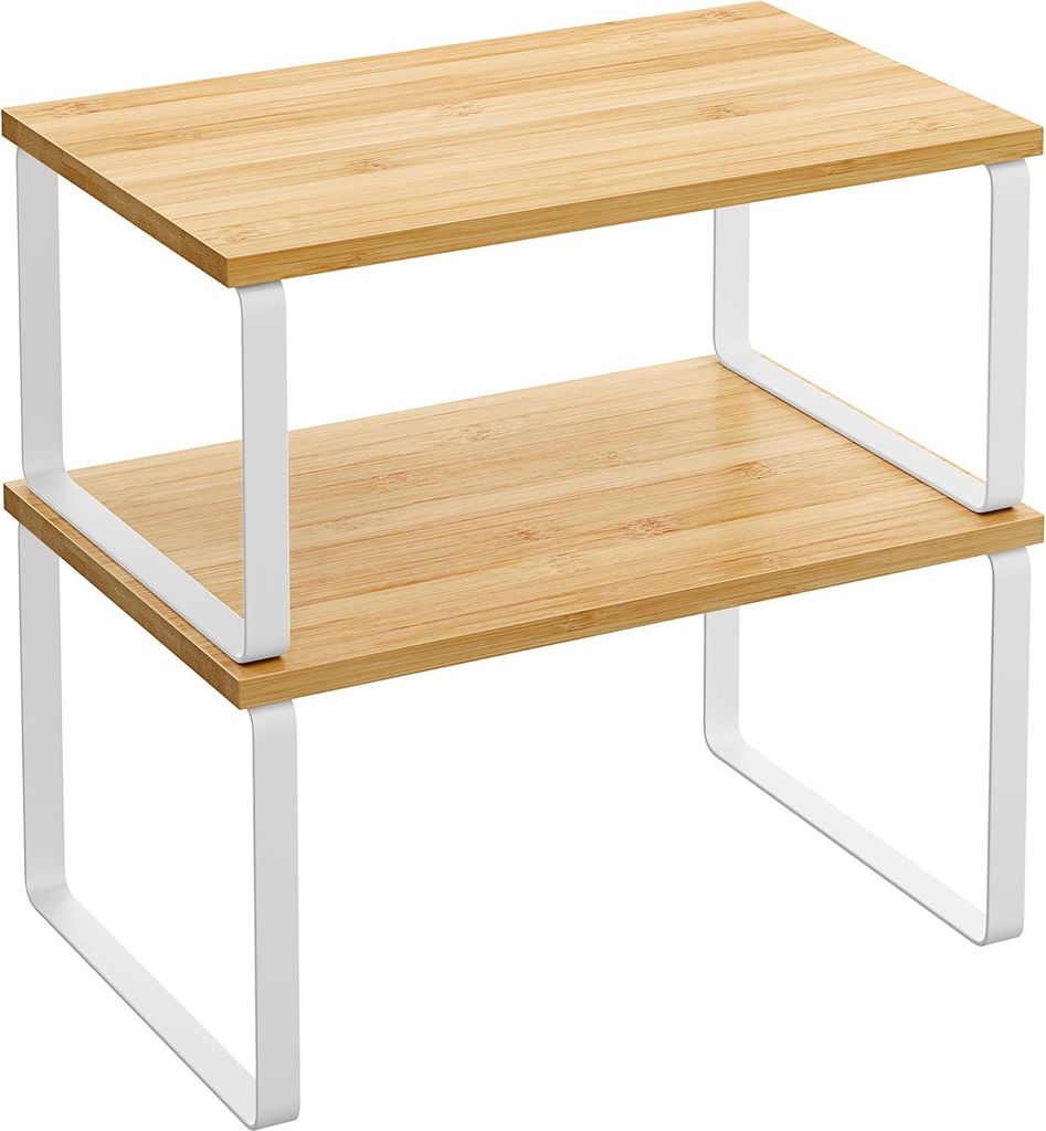 Gewš¹rzregal, 2er Set Kš¹chen-Organizer, Kš¹chenregal, Schrank-Organizer Kš¹che, erweiterbar, kleines Regal, stapelbar, Metall und Holzwerk...