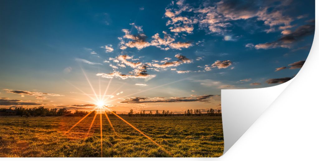 MuchoWow Wandtattoo Wandsticker Wandaufkleber Sonnenuntergang - Natur - Wolken - Gras 80x40 cm Selbstklebend und Repositionierbar - Aufkleber