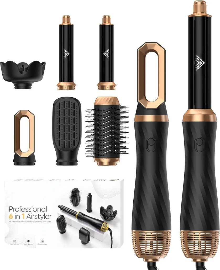 Spazzola 6 in 1 per Famiglie: Asciuga e Acconcia in Metà Tempo