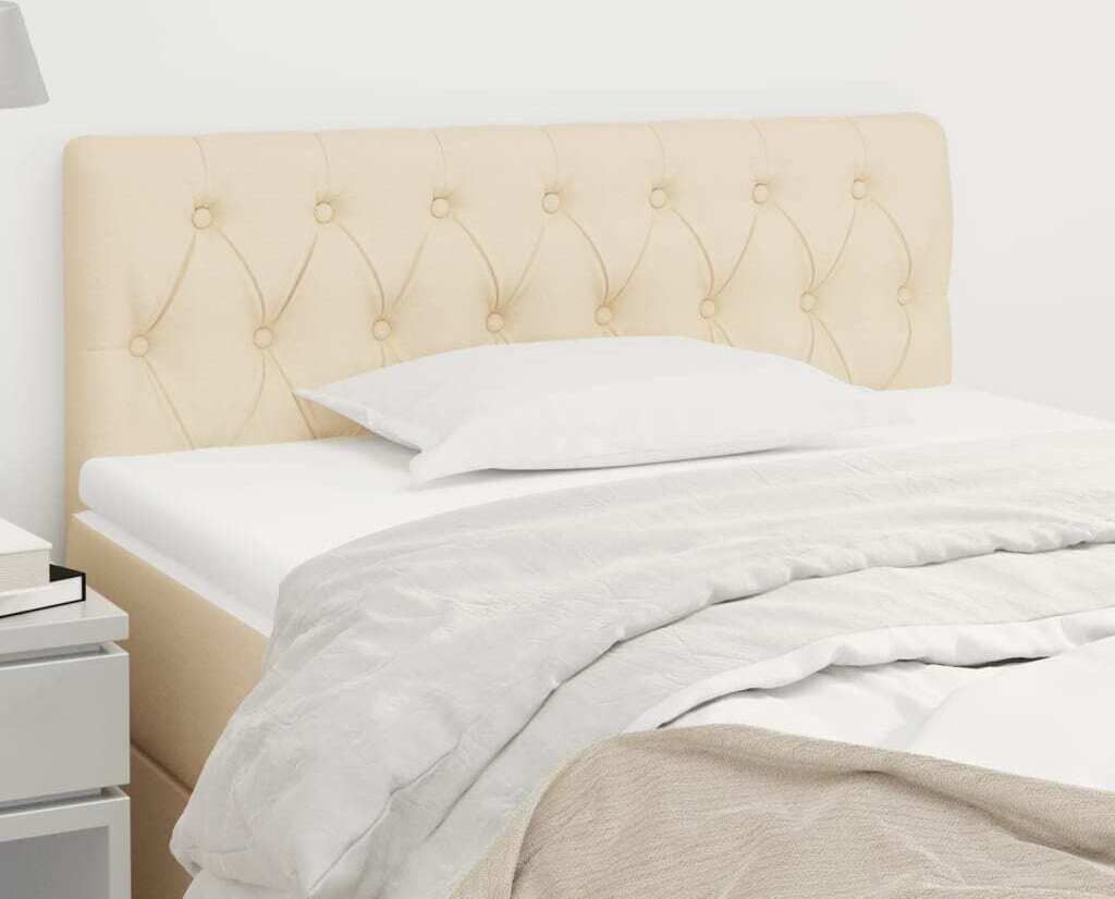 "Rabatt" Bettkopfteil modern - Kopfteil für Bett - Creme 90x7x78/88 cm Stoff - Kopfteile CC15606
