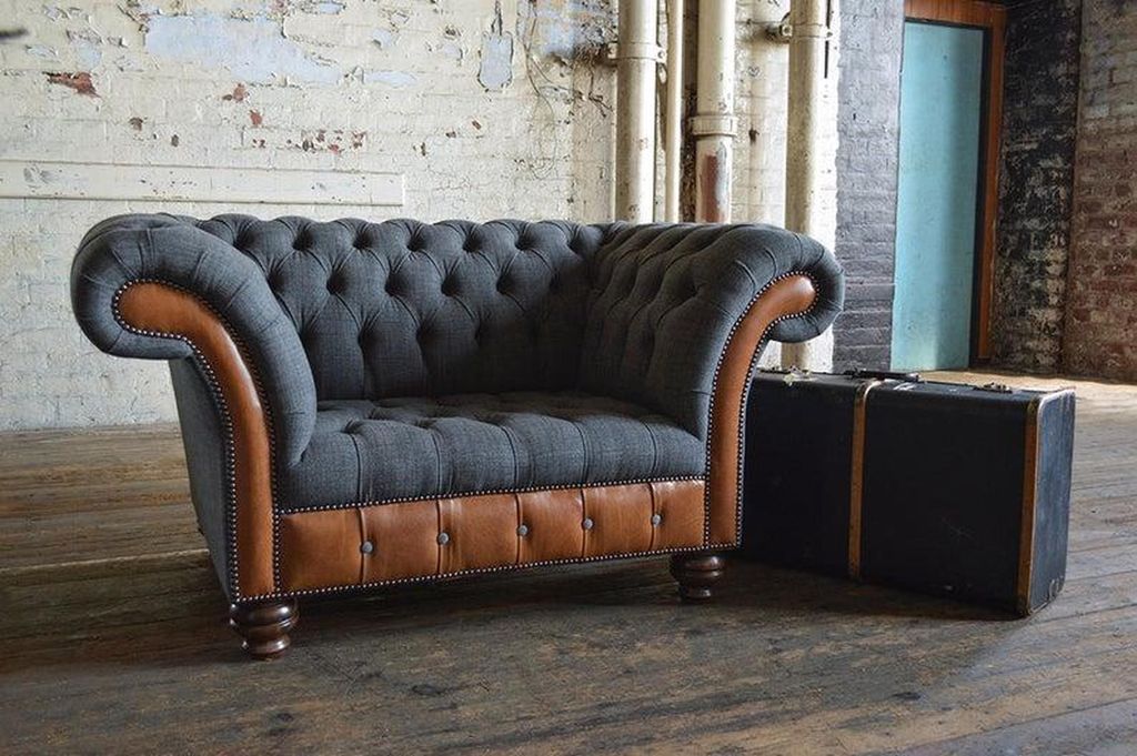 Design Sofa Sessel 1 Sitzer Couch Polster Luxus Klassische Textil Chesterfield