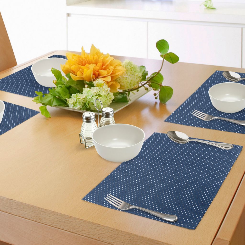 ABAKUHAUS Navy blau Platzmatten, Tupfen-Muster gemischt mit kleinen Sternen Retro Mode-Beschaffenheits-Kunst, Tiscjdeco aus Farbfesten Stoff für d...