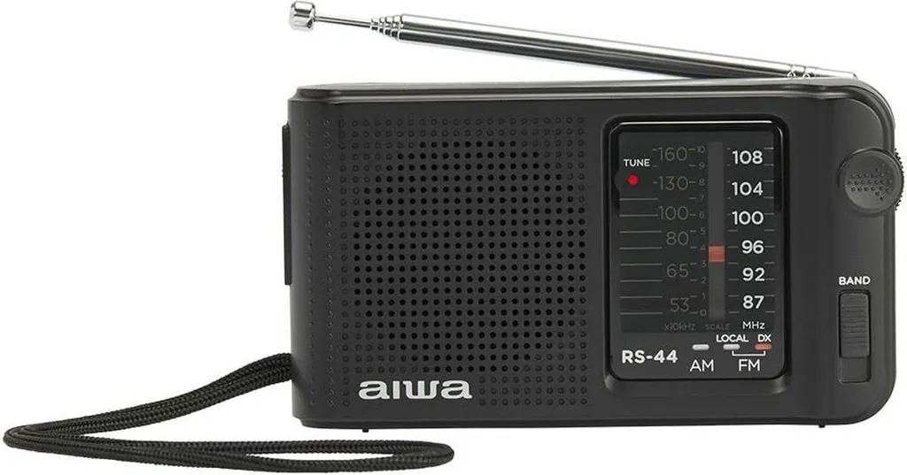 Poste de radio analogique portable AM FM Aiwa RS44 avec prise casque noire