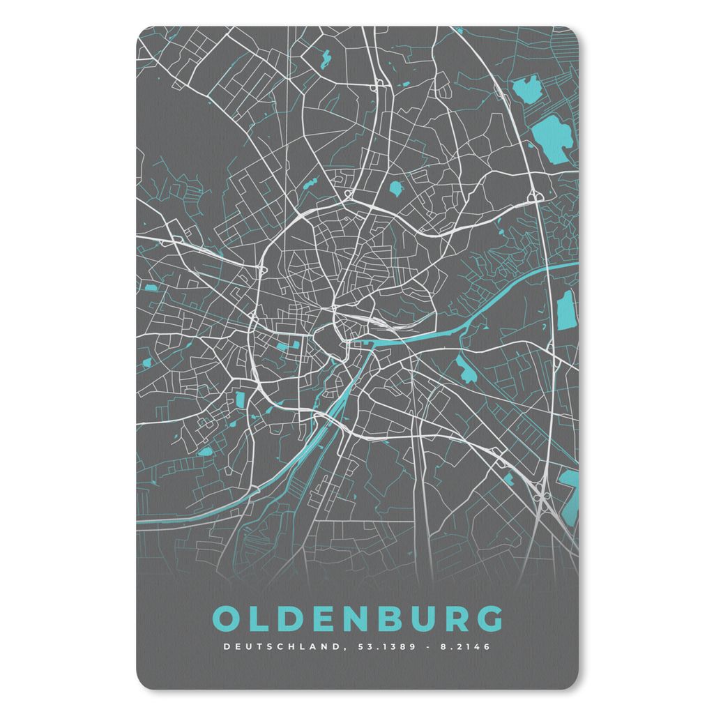 MuchoWow Mauspad Mousepad Oldenburg - Stadtplan - Blau - Karte - Deutschland 18x27 cm - Mousepads - Maus Mat - Pad - Mausunterlage