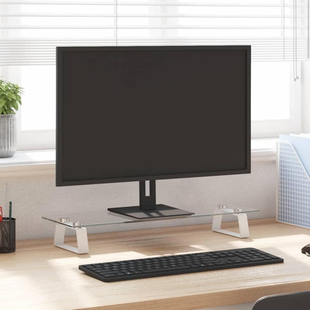 Stojan na monitor černý tvrzené sklo a kov Bílá / 60 x 20 x Obrázek produktu 