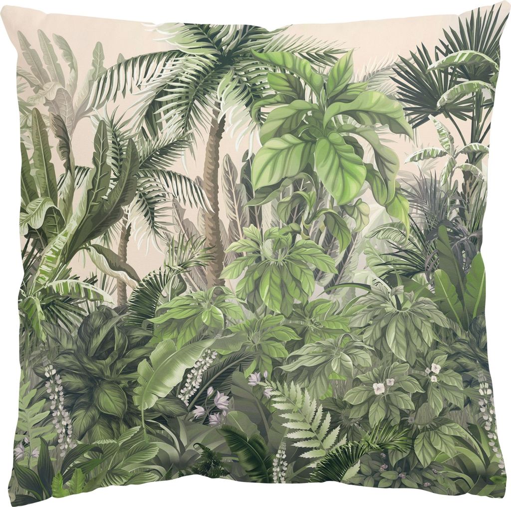 Dekokissen Wald drinnen / Indoor Zierkissen Canvas waschbar Dschungel grün Tropisch Sofakissen mit Füllung