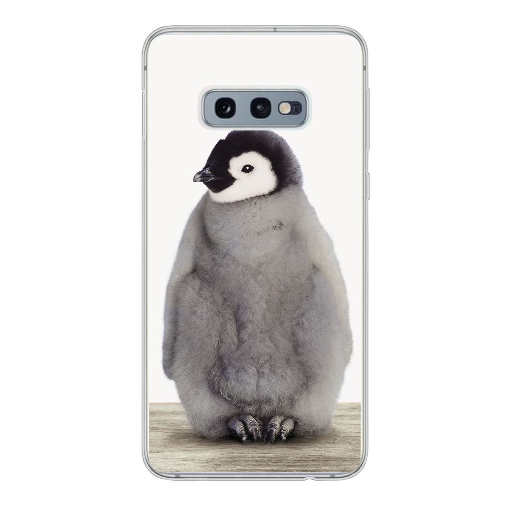 MuchoWow Handyhülle Schutzhülle Hülle für Samsung Galaxy S10e Kinder - Pinguin - Grau - Tiere - Mädchen - Jungen Silikon Softcase Handy Hül...