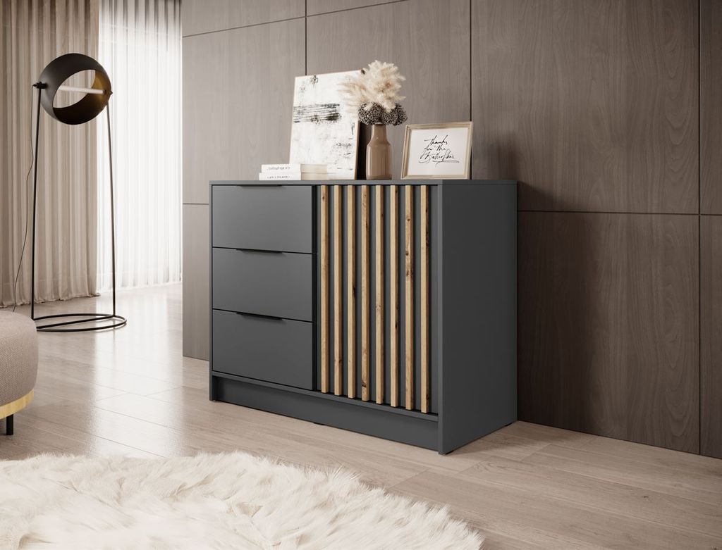 Cassettiera stretta combinata MARFA - rovere artigianale / Immagine del prodotto 
