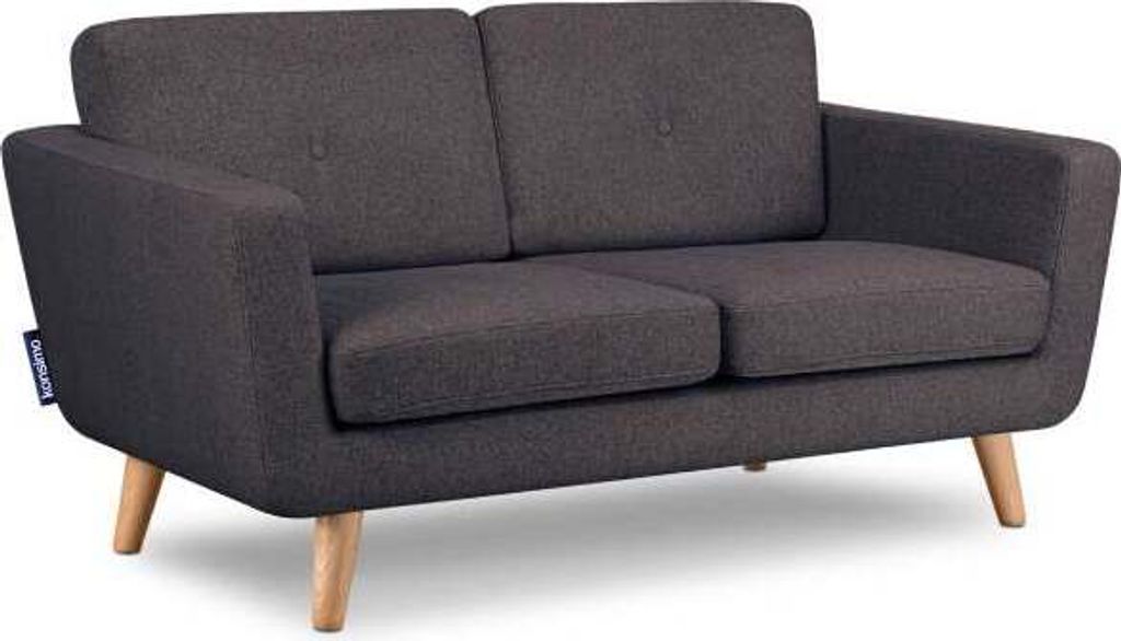 KONSIMO 2 Sitzer Sofa mit Steppung auf den Rückenkissen "TAGIO II", marineblau, Gewebestoff, Scandinavian, 153x80x84cm