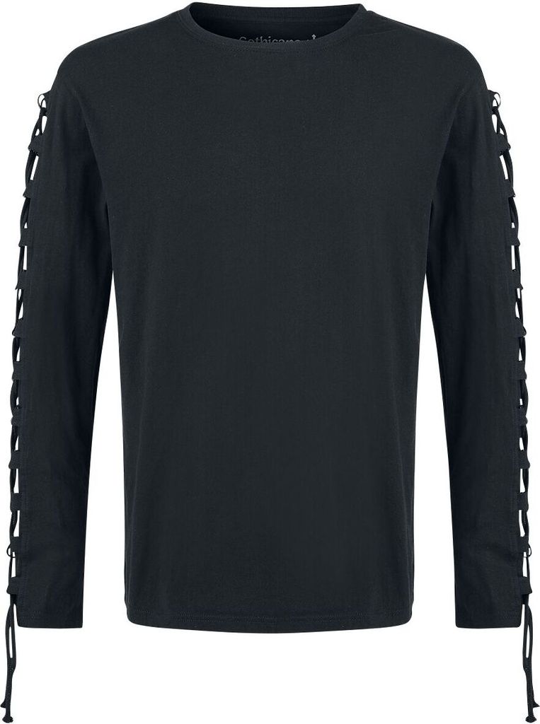 Gothicana by EMP Herren schwarzes Langarmshirt mit Schnürung L