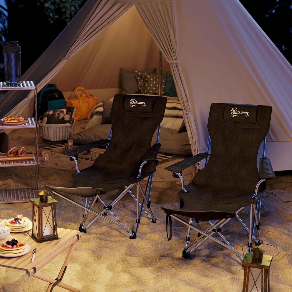 Campingstühle 2er Set klappbar, Angelstuhl mit Fußstütze & Produktbild 