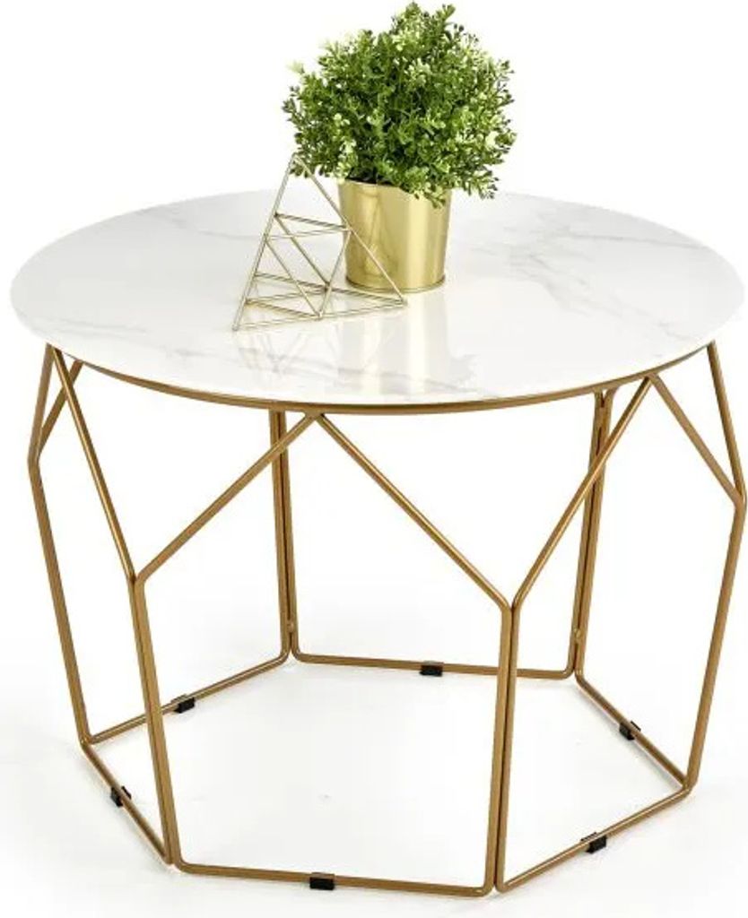 Ława MADISON 60x60 biały marmur/złota Zdjęcie produktu 1