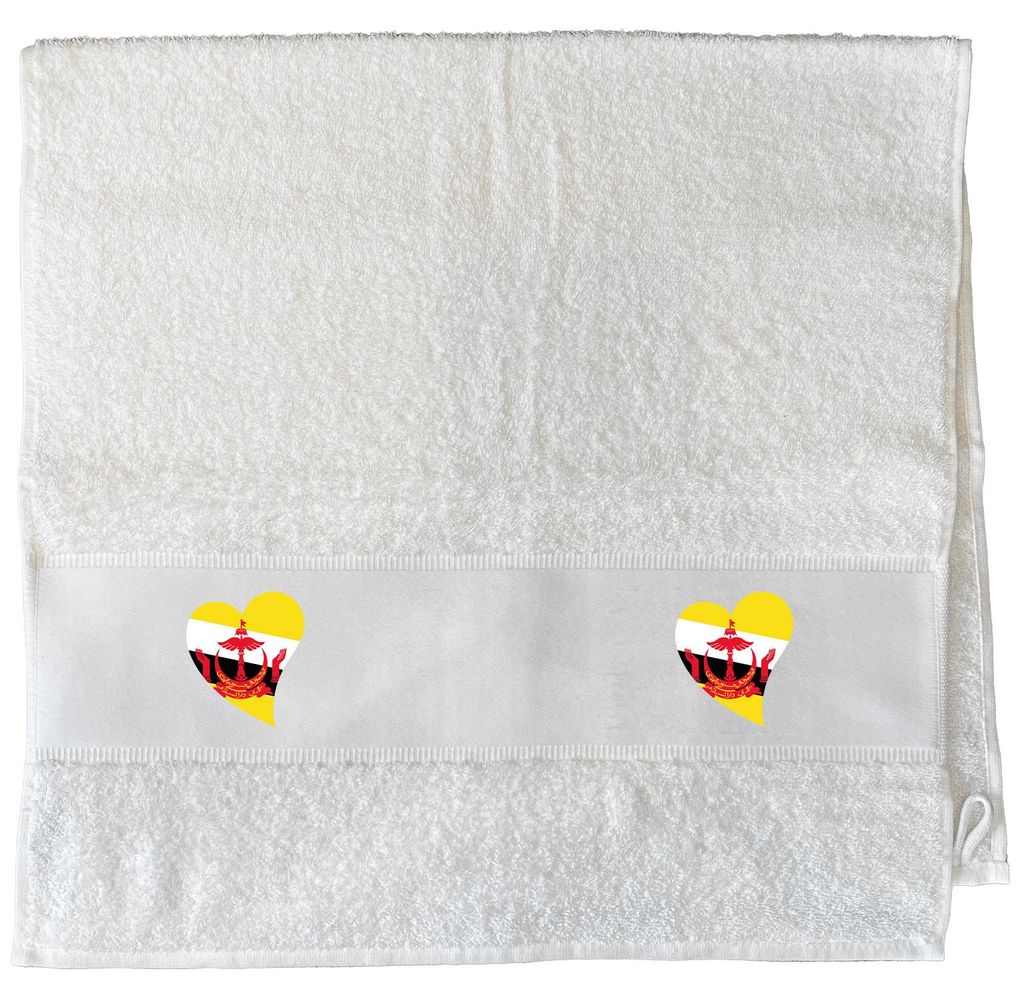 Huuraa Handtuch Brunei Flagge Herz 50x100cm White Baumwolle Handtuch Geschenkidee