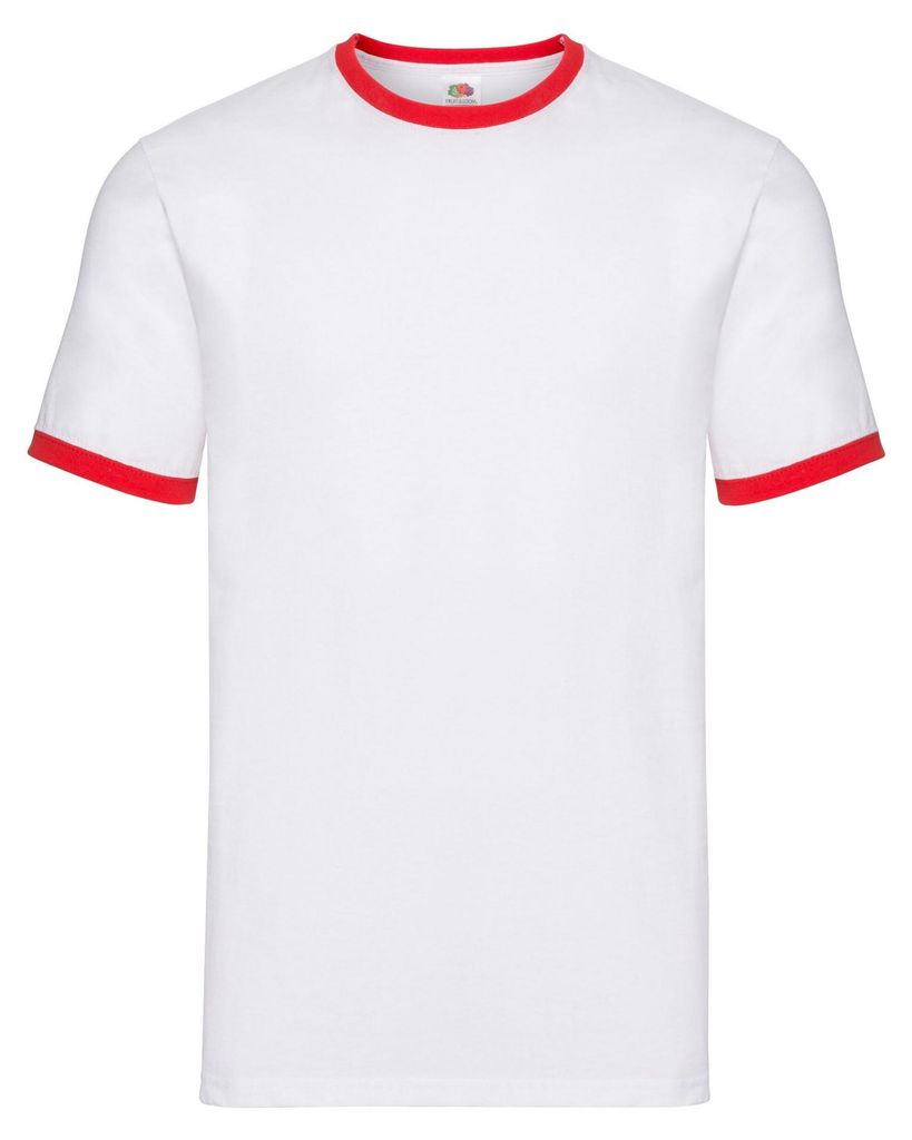 Fruit of the Loom - "Ringer 160" T-Shirt für Herren LT1992 (XXL) (Weiß/Rot)