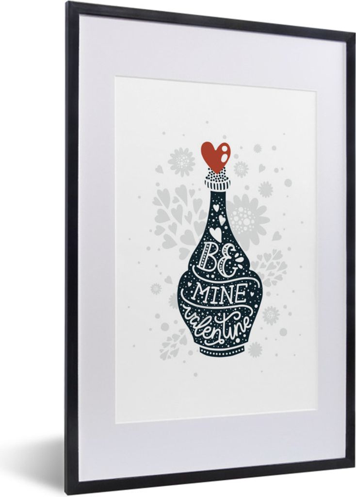 MuchoWow MuchoWow Gerahmtes Poster Valentinstag - Liebe - Zitat - Jungen - Mädchen - Baby - Kind 40x60 cm - Poster mit zchwarzem Bilderrahmen ...