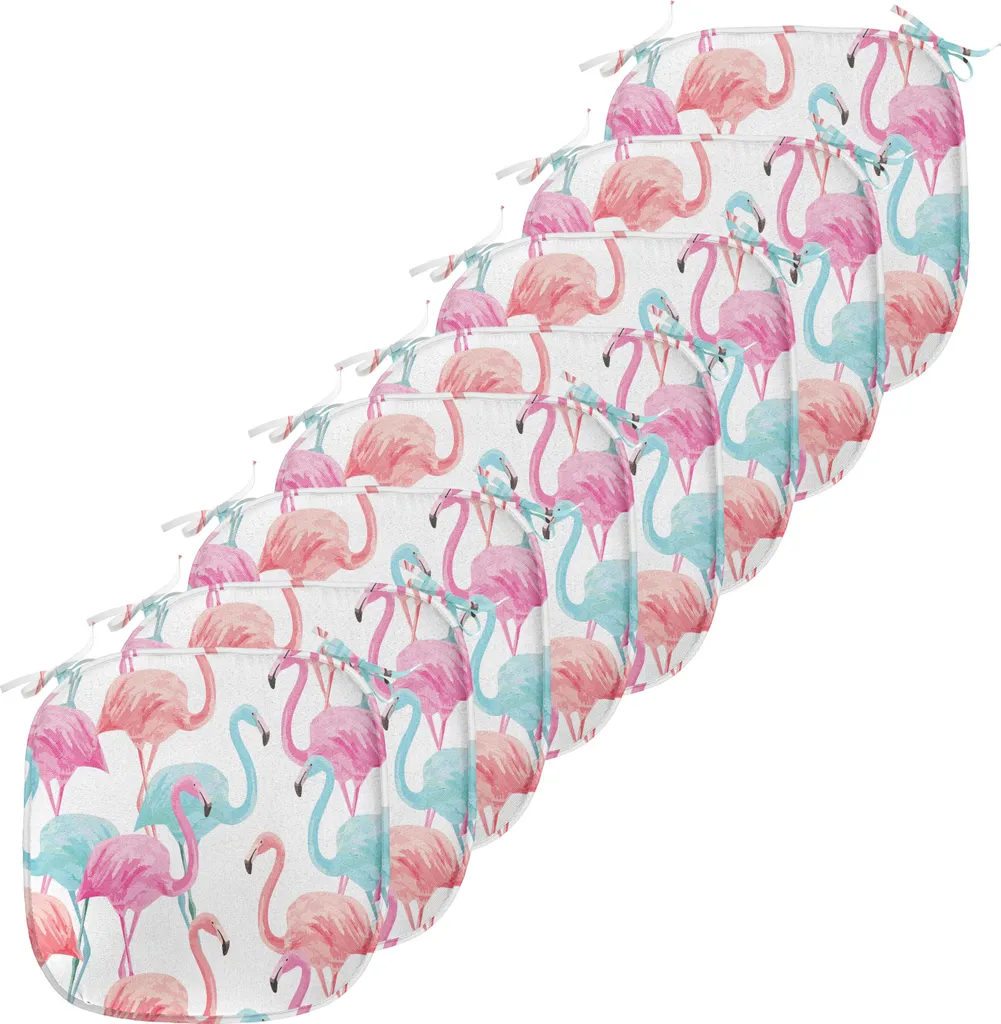 Coussin de Chaise Anti-Tache et Antidérapant à Motif Flamants Roses x8