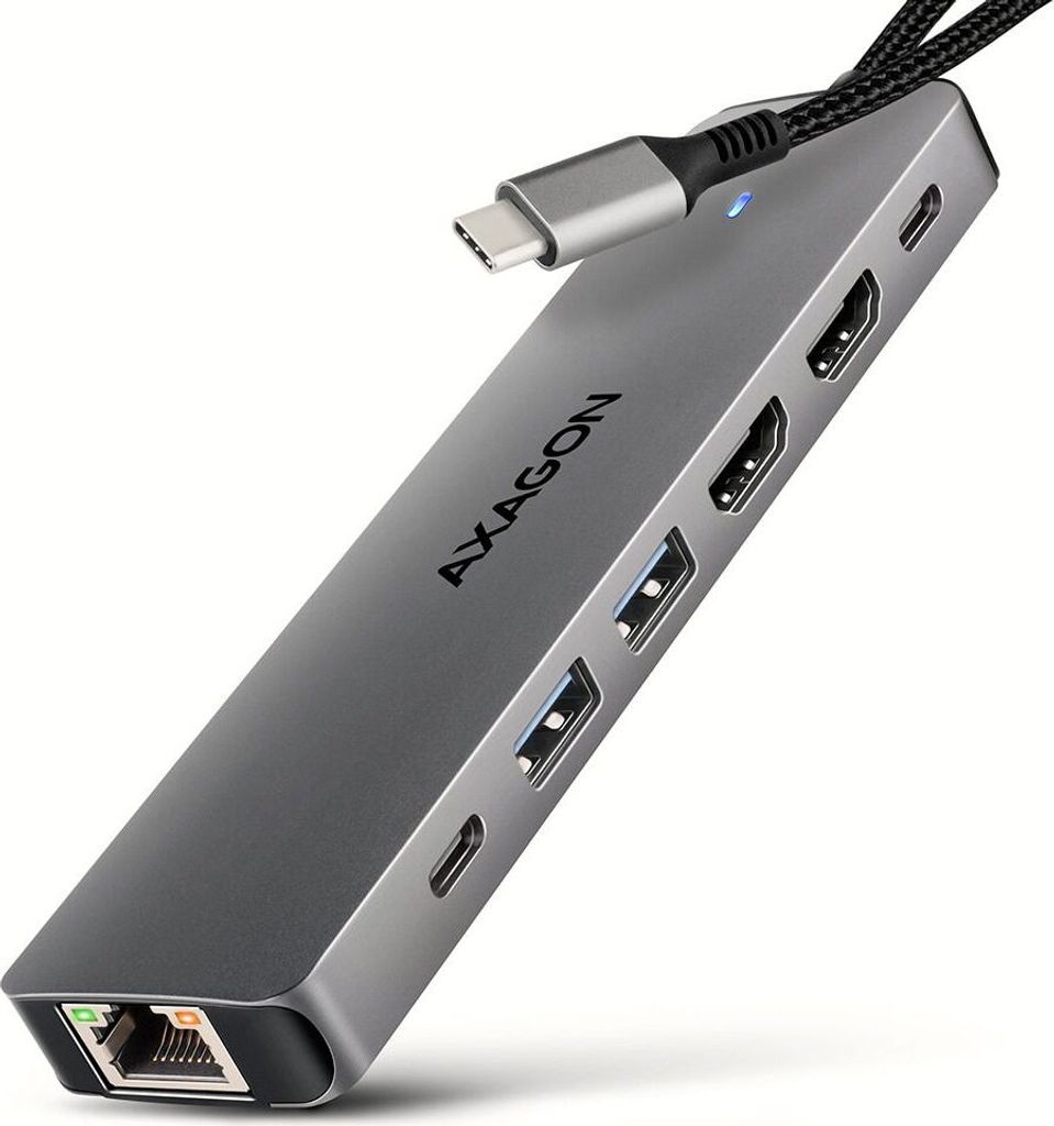 AXAGON Axagon HMC-7HX2 USB-C 5Gbps DUAL 4K DISPLAY 7in1 Hub Produktbild 