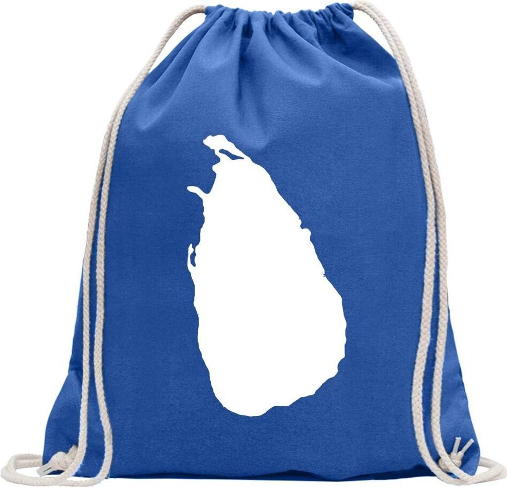Kiwistar - Turnbeutel - royal - Sri Lanka Umriss Kontur - Fun Rucksack Sport Beutel Gymsack Baumwolle mit Ziehgurt
