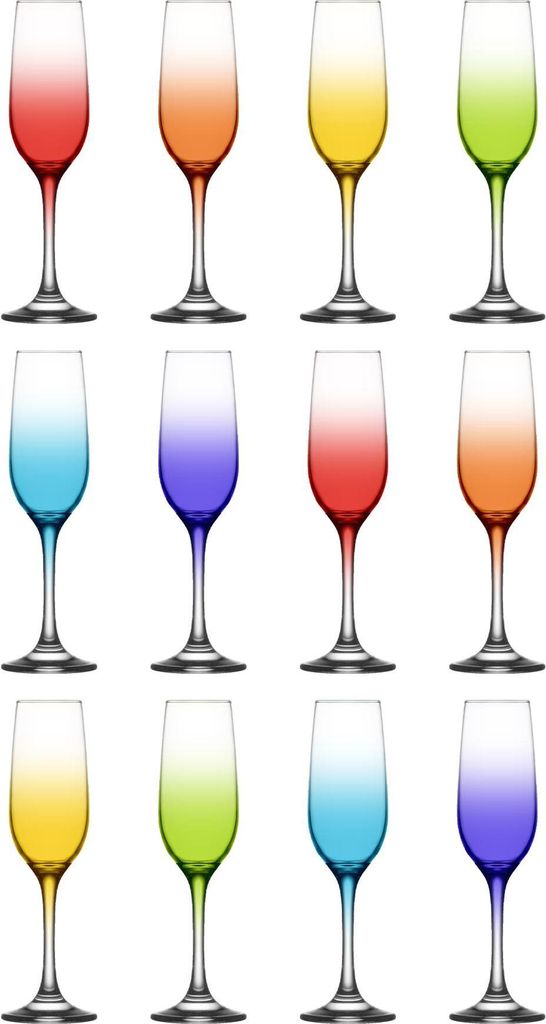 LAV Fame Champagnerflöten aus Glas – 215 ml – Vollfarbe – 12 Stück